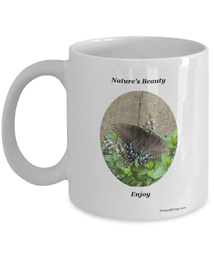 Coffee Mug with Beautiful Butterfly with Purple Spots Nature Coffee Mug with Butterfly with Purple Spots