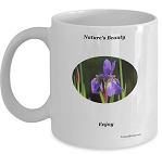 Coffee Mug showing a beautiful butterfly dark purple iris flower. Nature Lovers Mug with Dark Purple Iris scene. Purple Iris Coffee Mug with a deep purple iris image. Mug for those who have a love for the deep purple colored iris. Enjoy your morning coffee while viewing this beautiful deep purple colored iris image on the side of your cup. Dark Purple Iris Mug Gift for the Flower Lover.