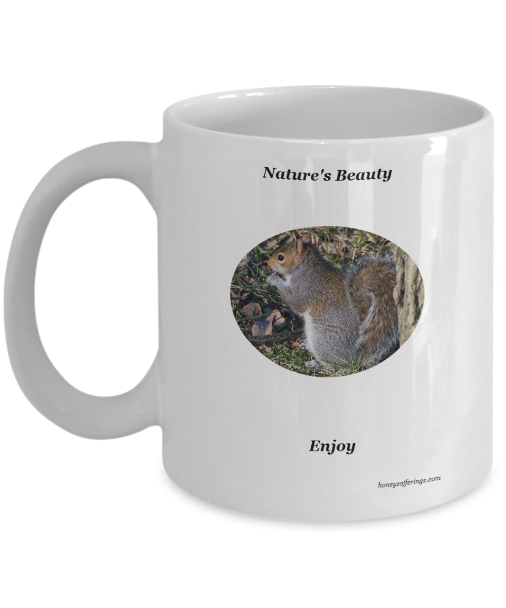 Coffee Mug with Squirrel Eating Squirrel Coffee Mug with Squirrel Munching on a Nut