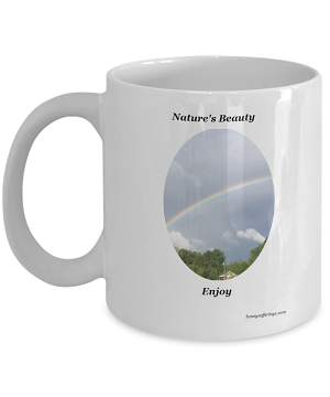 Rainbow Coffee Mug from the Natures Beauty Collection Natures Beauty Coffee Mug with Colorful Rainbow Scene.